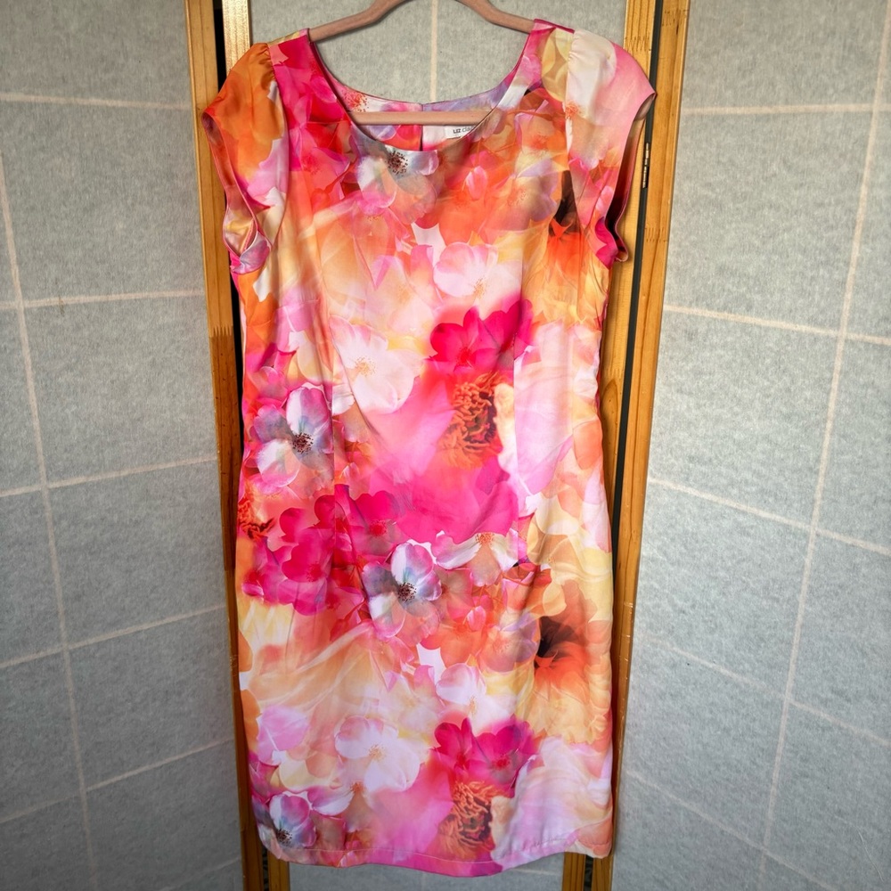 Liz Claiborne Pink Orange Floral Sheath Dress